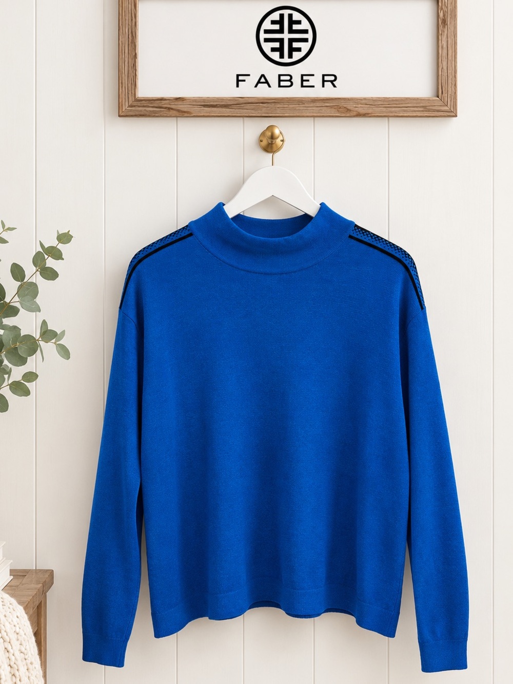 Faber | Royal Blue Mock Neck Sweater | Size 48